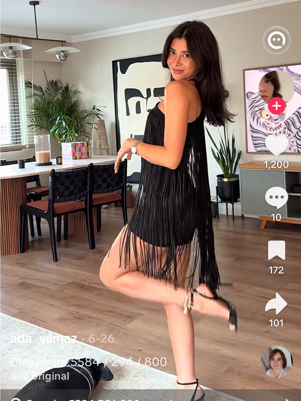 Zara Black Fringe Mini Dress